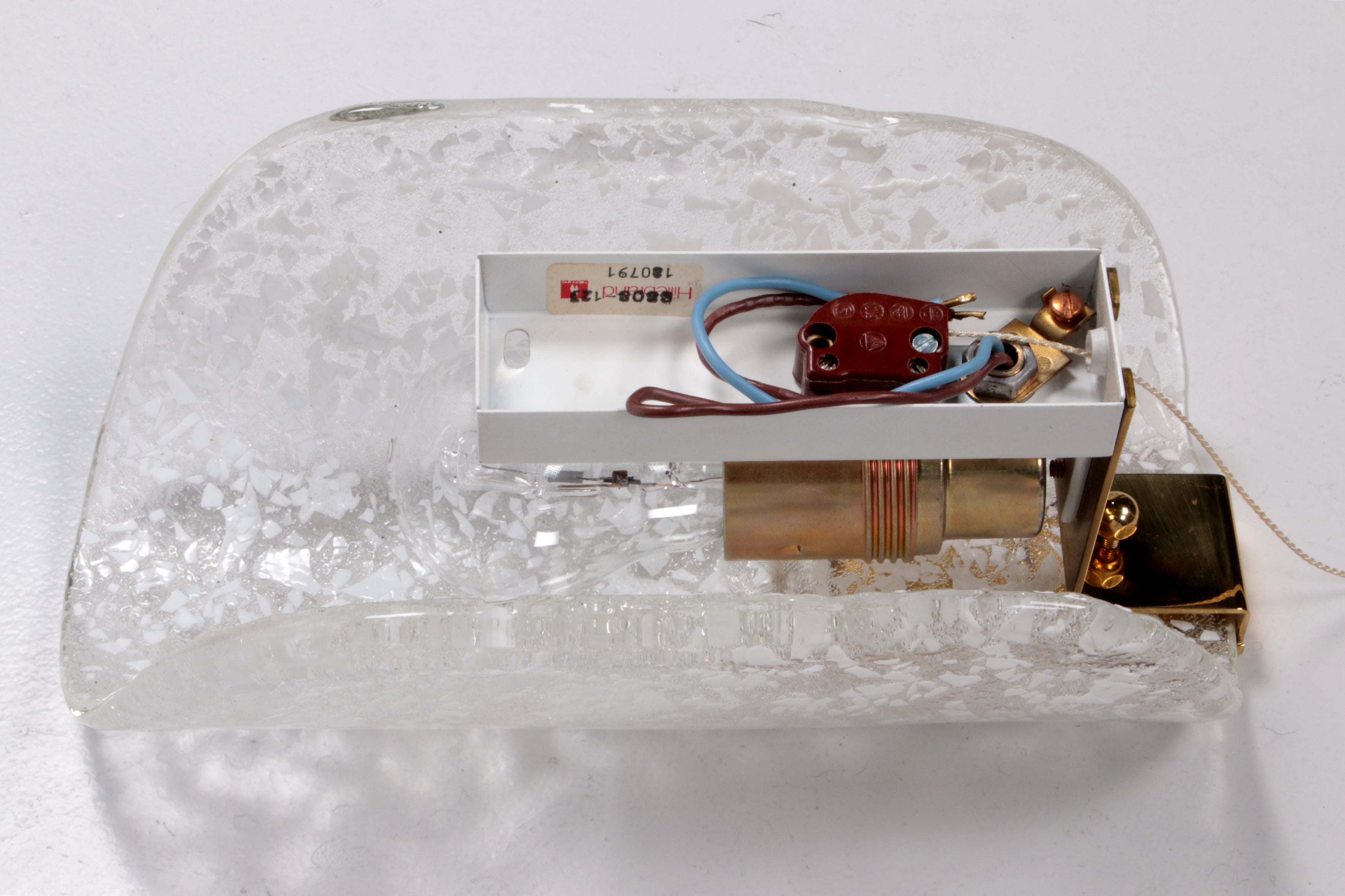 Hillebrand wandlamp met mooi glas en messing,1970