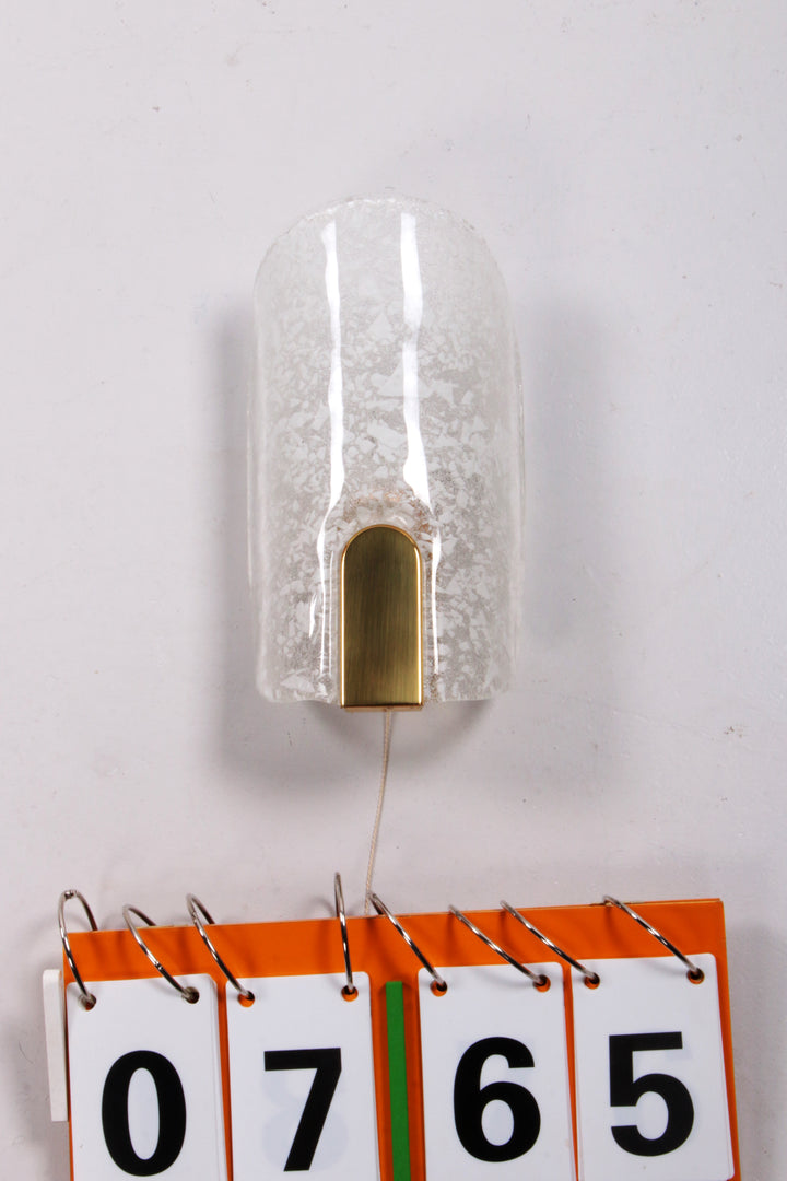 Hillebrand wandlamp met mooi glas en messing,1970
