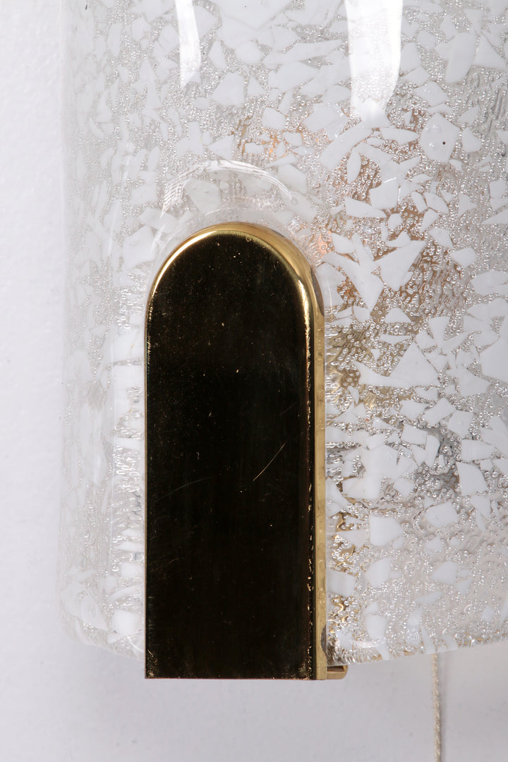 Hillebrand wandlamp met mooi glas en messing,1970