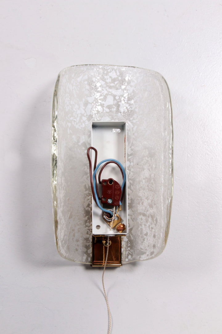 Hillebrand wandlamp met mooi glas en messing,1970