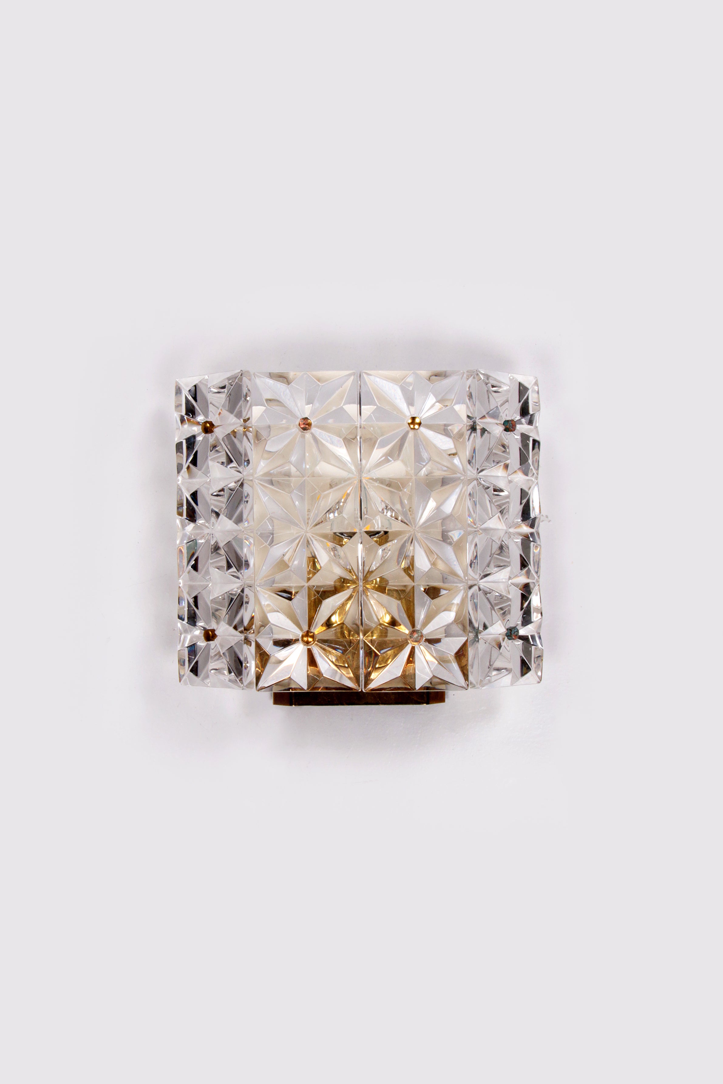 Vergulde en kristalglazen Wandlamp van Kinkeldey, jaren 60
