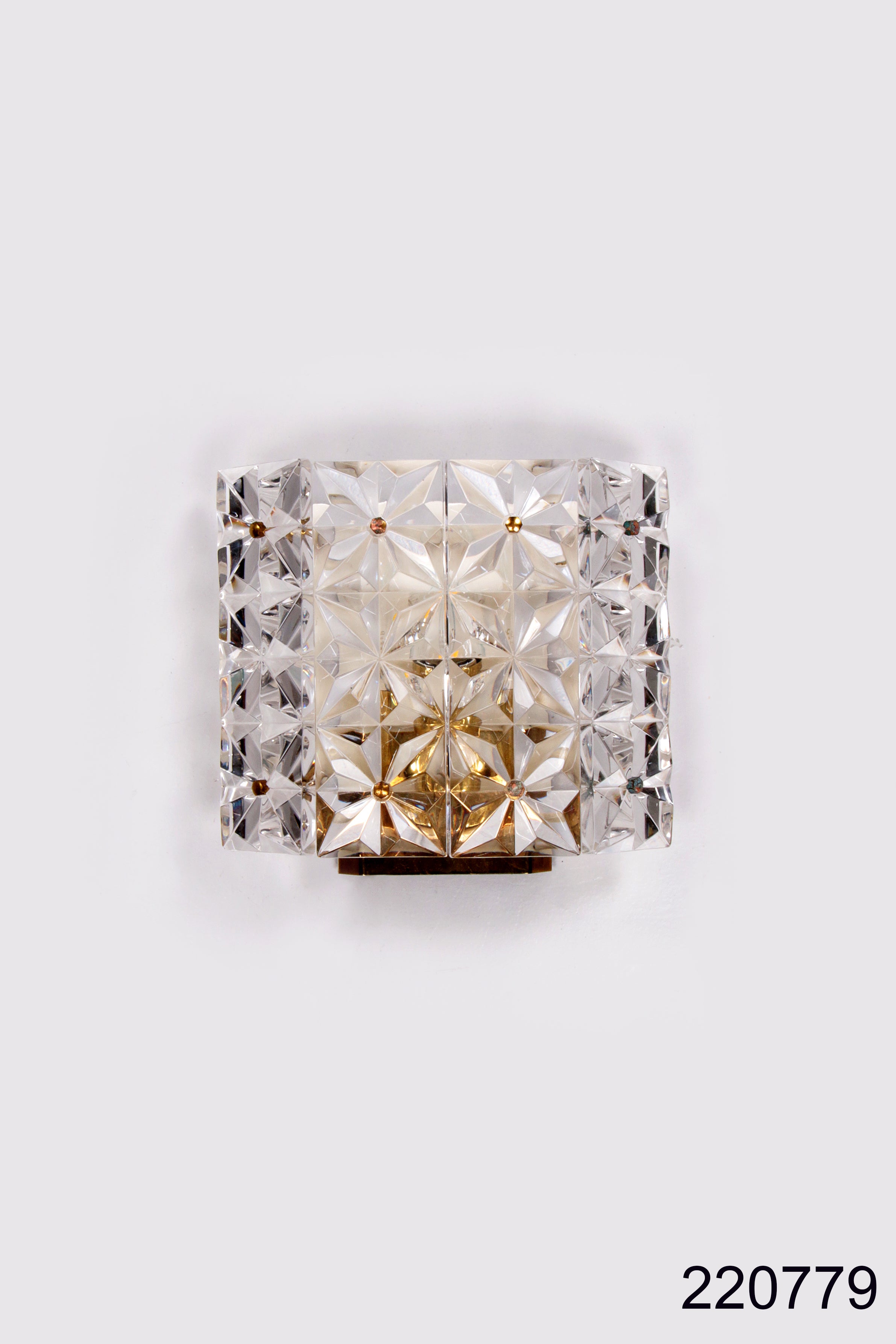 Vergulde en kristalglazen Wandlamp van Kinkeldey, jaren 60