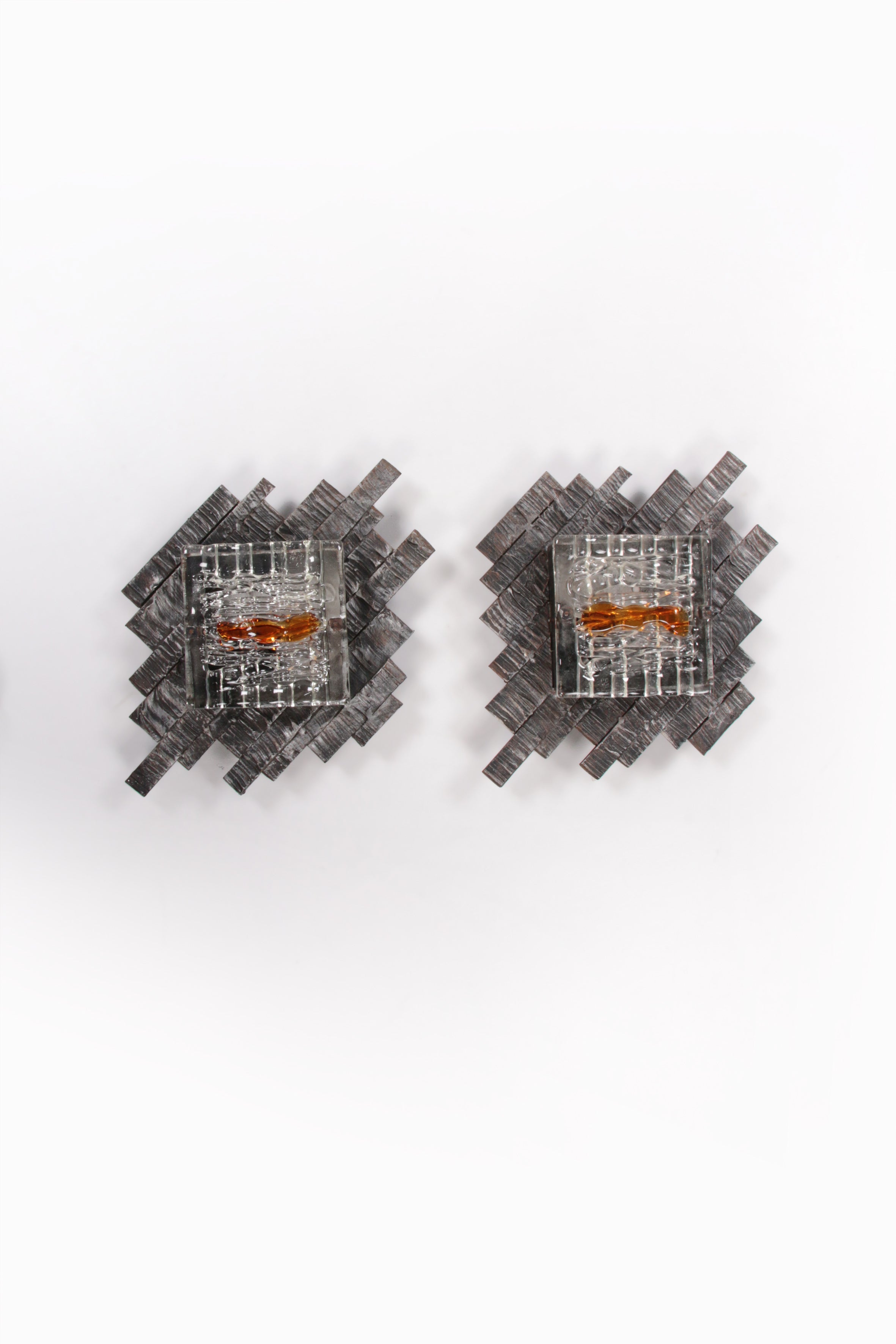 Brutalistische wandlampen muranoglas van Albano Poli voor Poliarte, jaren 70,