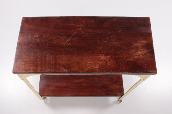 Industriele robuuste sidetable van hout en metaal,1970 Engeland