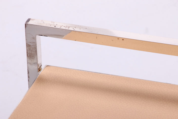 Poltrona Frau Set van 2 bijzettafels met lederen blad 1970,Italie