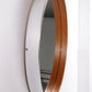 Ronde spiegel met leer bekleed en chrome gemaakt in de jaren70,frankrijk.
