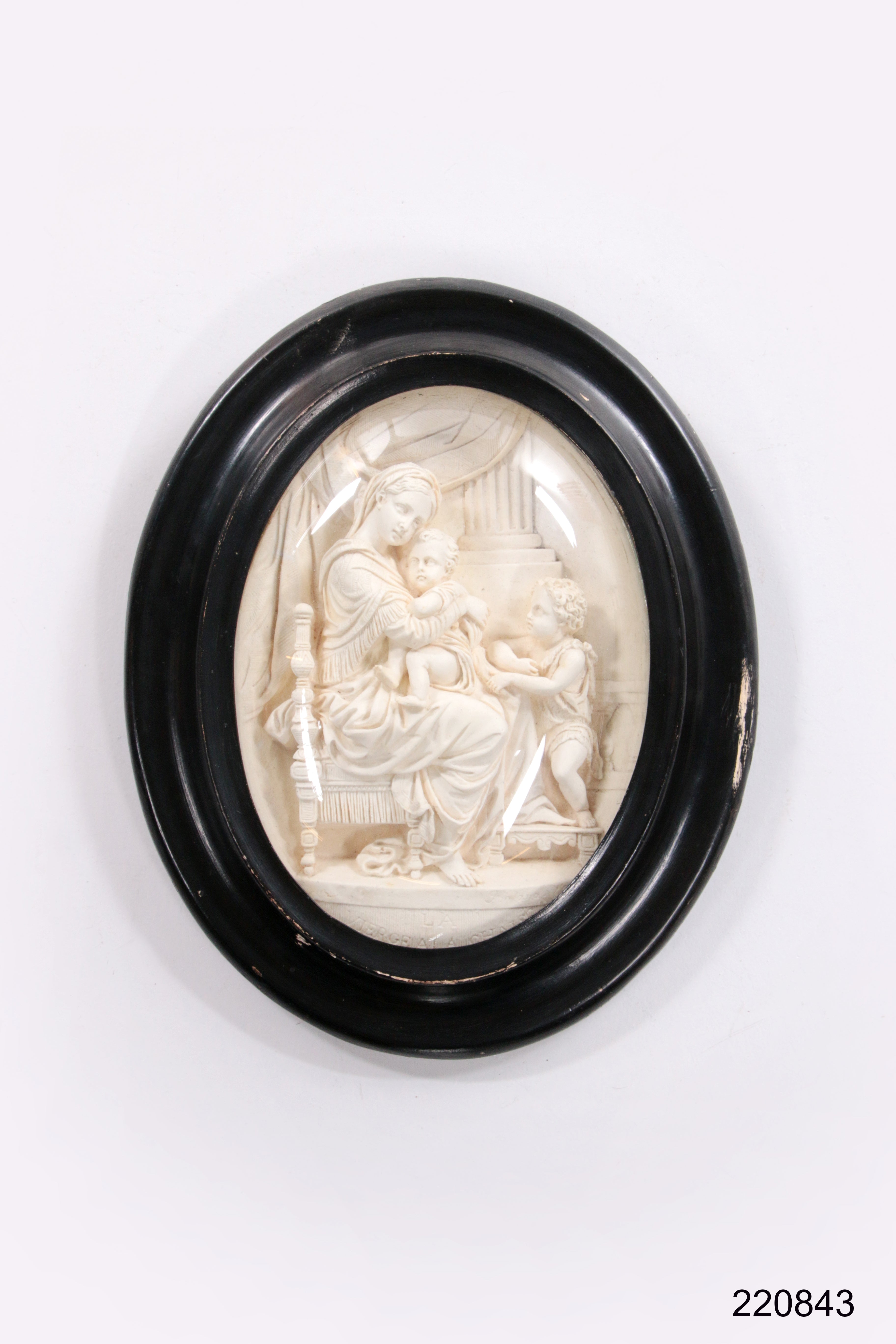 Oude lijst met meerschuim  handgesneden Madonna en kind,1880 Frankrijk