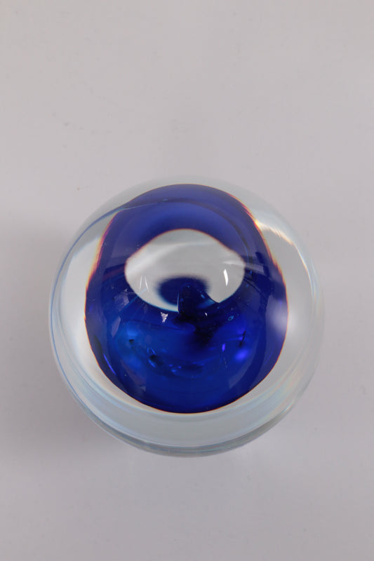 Paperweight eivorm met blauwe druppel Artcristal Bohemia