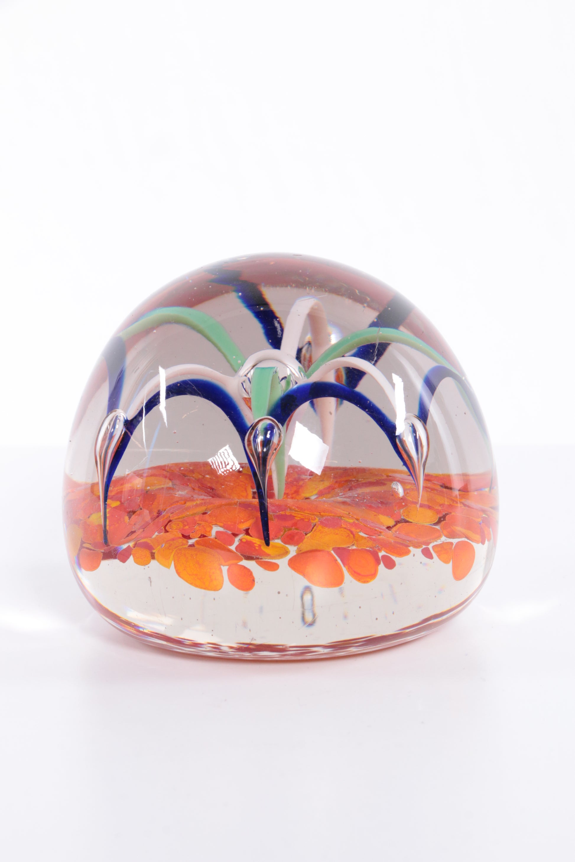 Paperweight orange met bogen zwart/wit/groen