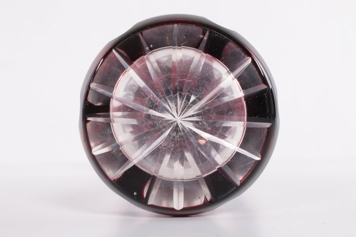 Vintage vaasje rood handgesnedenkristal van Bamberg Nachtmann 1950