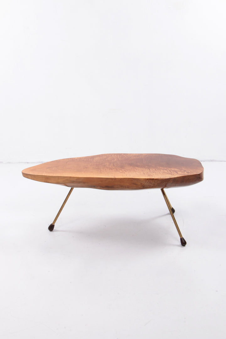 Carl Aubock Design Salontafel notenhout met koperen poten,jaren50 Oostenrijk.