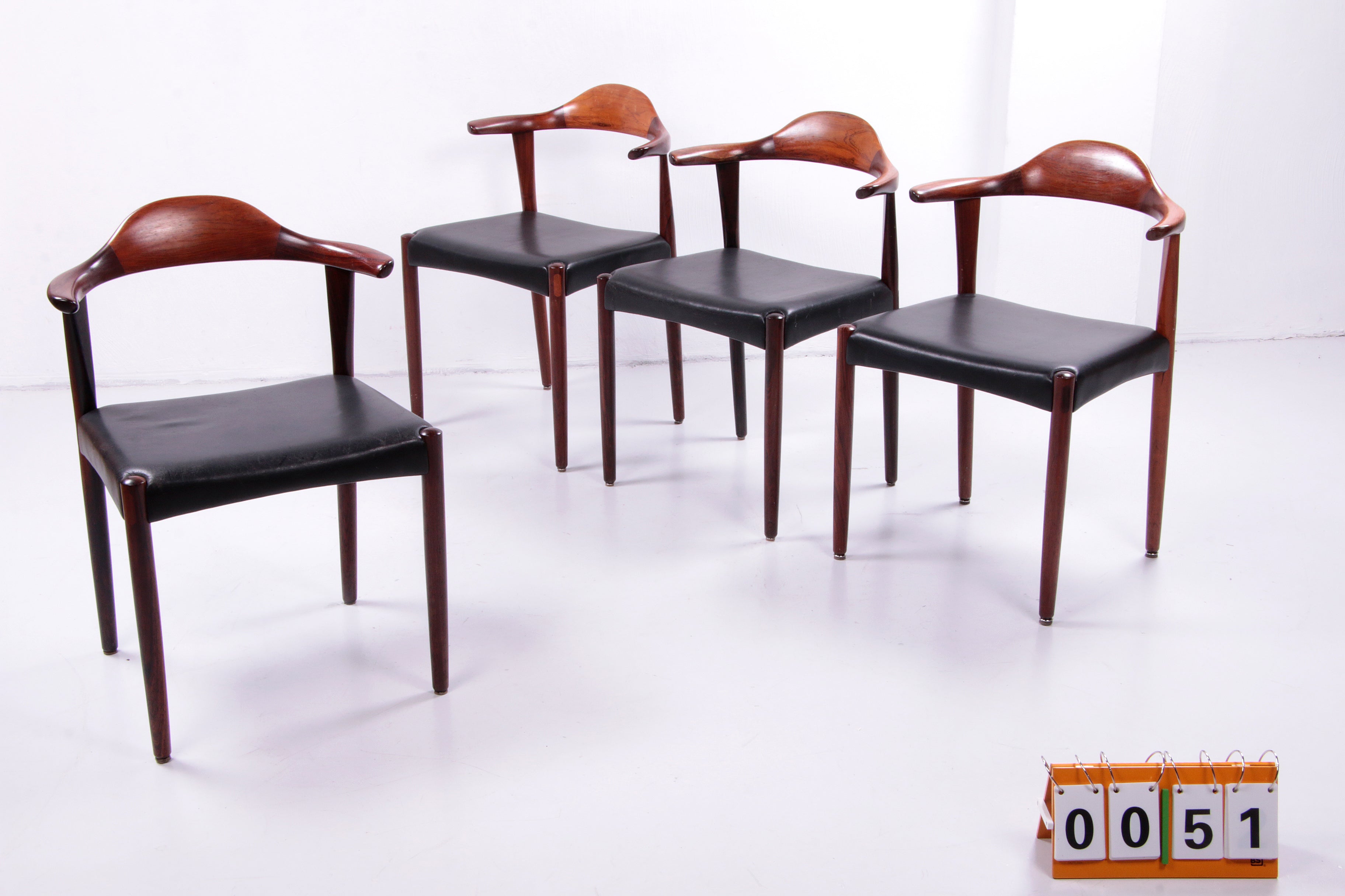 Set van 4 Jacob Hermann Pallisander eetkamer stoelen Randers Mobelfabriek,1965