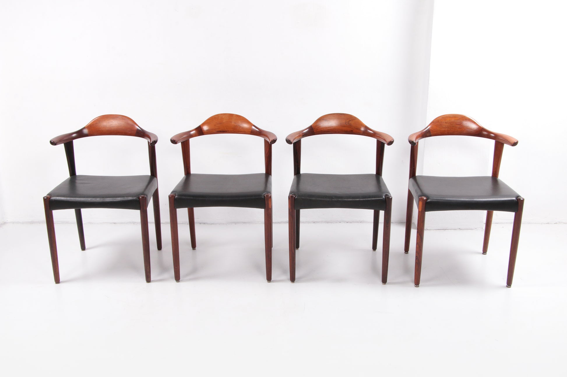 Set van 4 Jacob Hermann Pallisander eetkamer stoelen Randers Mobelfabriek,1965