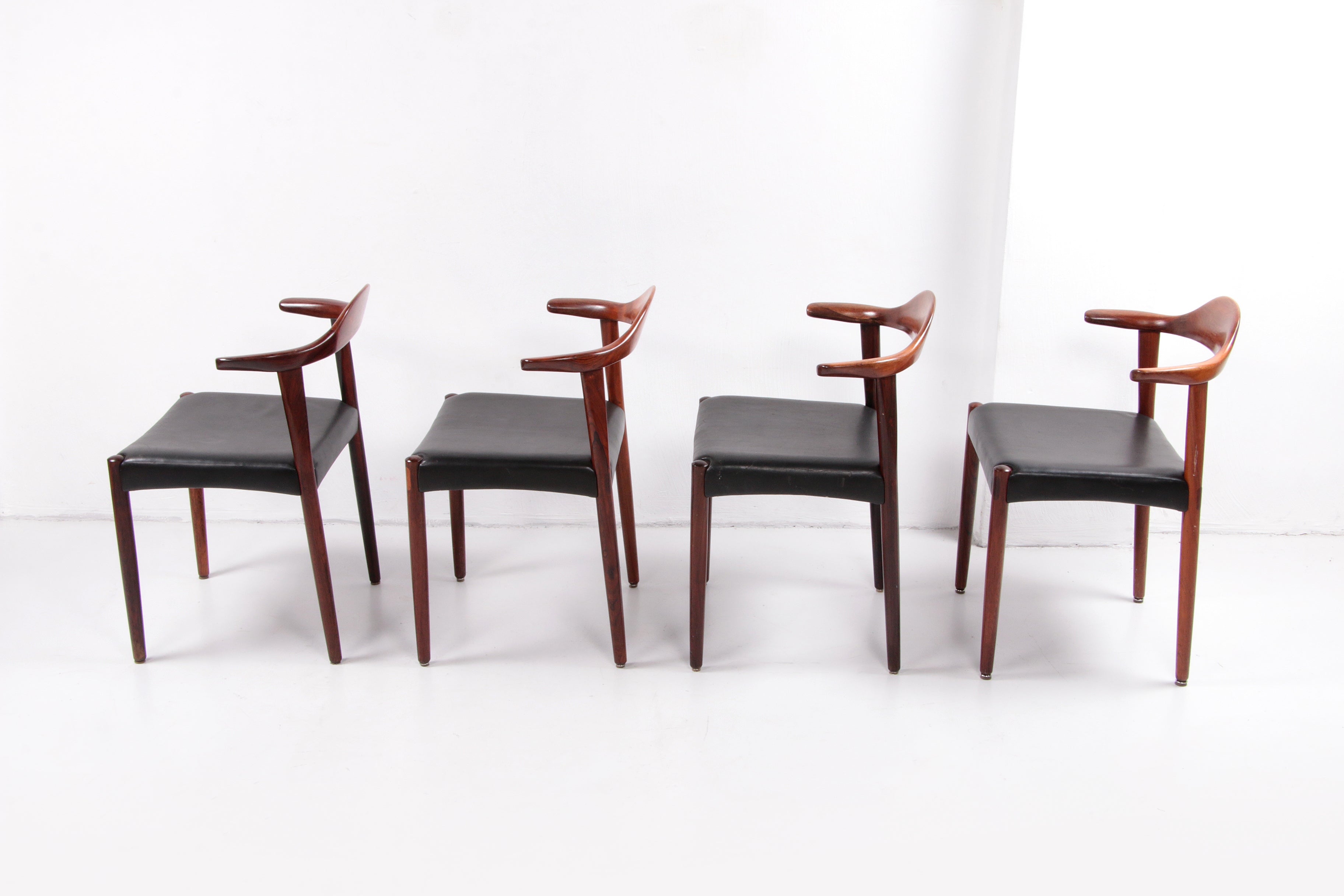 Set van 4 Jacob Hermann Pallisander eetkamer stoelen Randers Mobelfabriek,1965