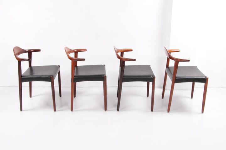 Set van 4 Jacob Hermann Pallisander eetkamer stoelen Randers Mobelfabriek,1965