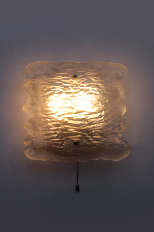Beautiful large wall lamp of beautiful frosted glass, 1960 Germany