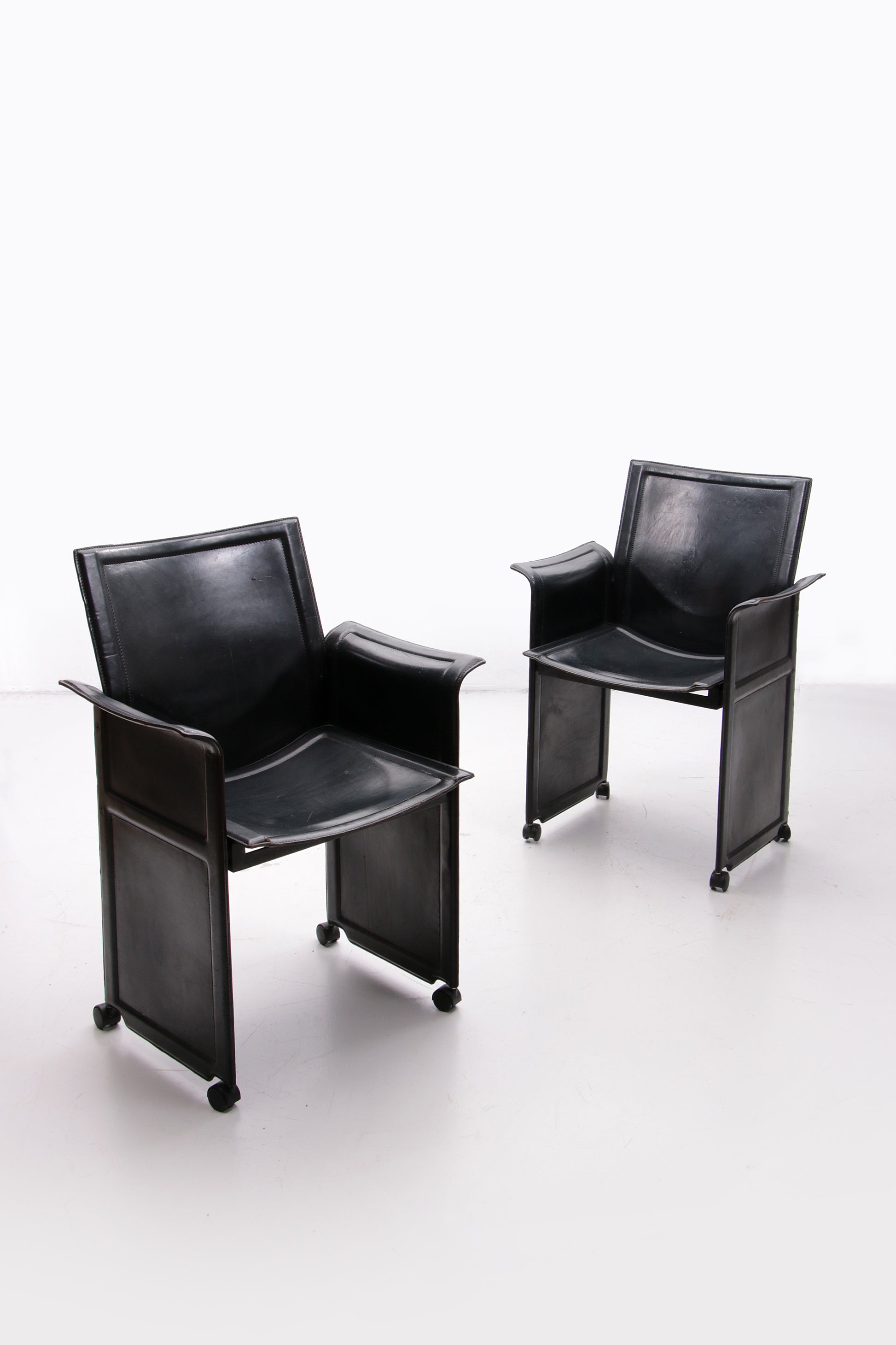 Matteo Grassi Korium fauteuil zwart leer,1970