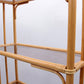 Groot Bamboe Wandrek met gebogen hout en donker glas,1970 Denemarken.