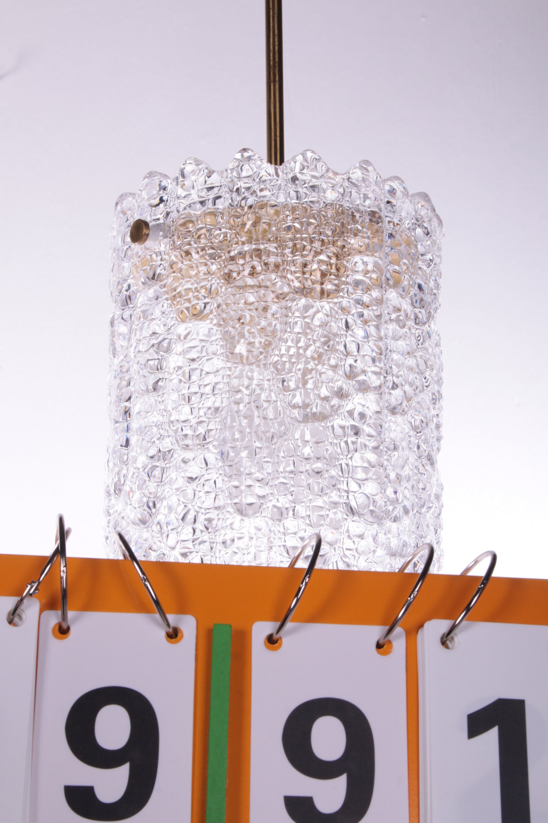 Hanglamp van messing en glas van Carl Fagerlund voor Orrefors, Zweden