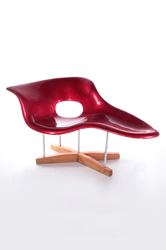 Vitra La chaise loungestoel met houten onderstel,1970