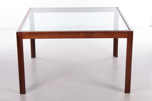 Deens Design salontafel palissander met glas vooraanzicht