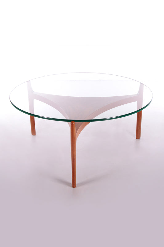 Danish teak Coffee table with glass Sven Ellekaer for Christiaan Linneberg, 1960s
