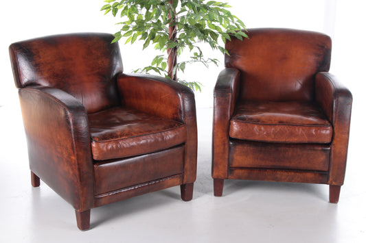 Set of Two Sheepskin Armchairs