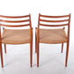 Set van twee Niels Moller stoelen model 78 Gemaakt door J.L.Mollers,60 Denemarken. achterkant