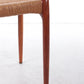 Set van twee Niels Moller stoelen model 78 Gemaakt door J.L.Mollers,60 Denemarken. detail tafelpoot