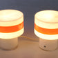 Set van 2 Wit glazen tafellampen van Pukeberg Zweden, 1960s licht aan