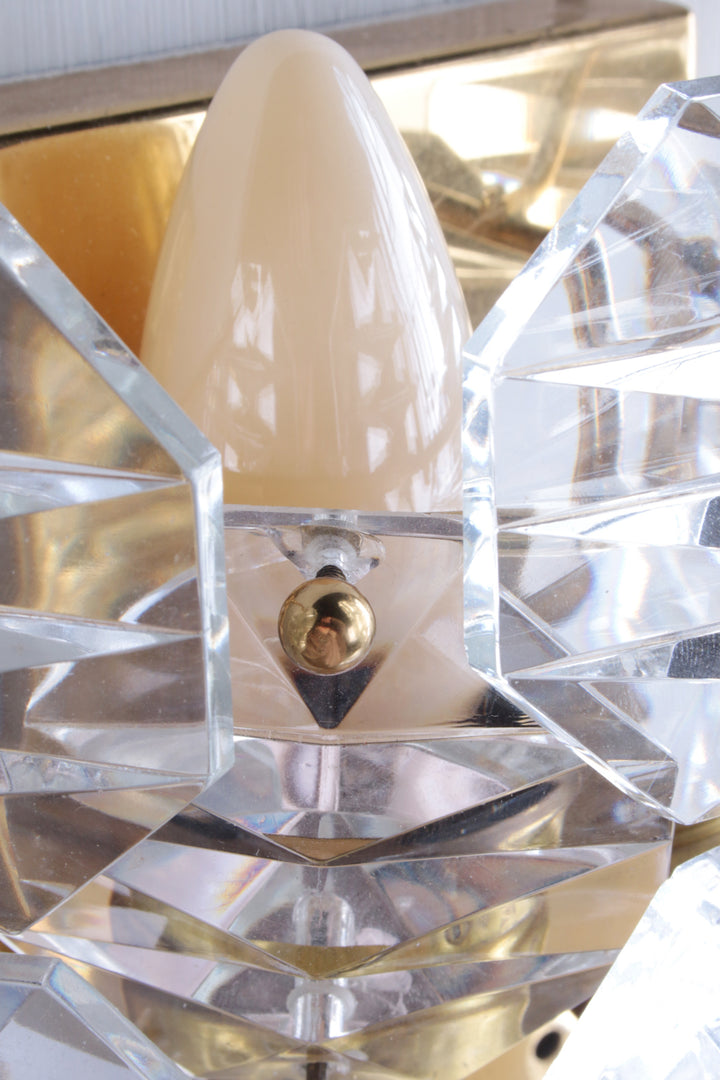 Kristallen Wandlampen set van 3 gemaakt door J.T.Kalmer jaren60