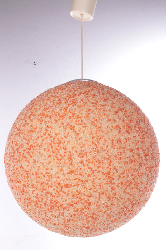 Vintage XL Orange Sugar Ball Pendant Lamp, 1960s – Retro Design by John & Sylvia Reid