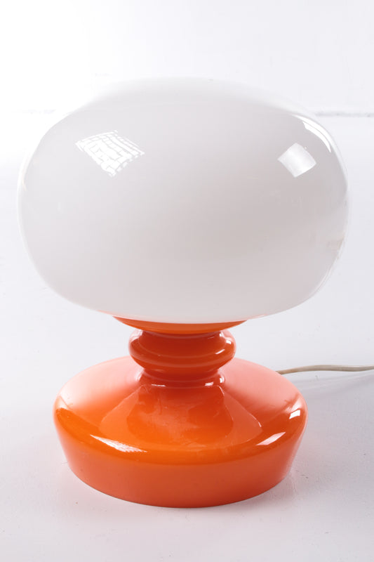 Vintage tafellamp gemaakt van wit en oranje glas,1960