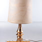 Mooie keramieken gouden tafellamp met orgienelen kap,70s