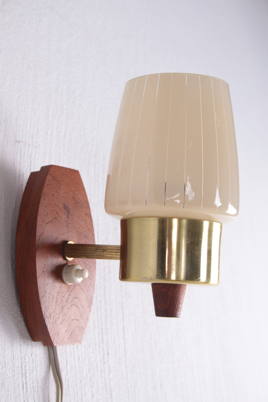Vintage Danish Wall light with glass and teak 1960s