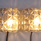Paar chroom & kristalglazen wandlampen van Kinkeldey, jaren 70 voorkant licht aan