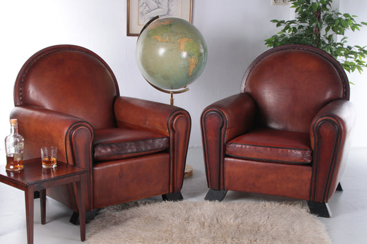 Set van twee schaapsleren Art Deco fauteuils van Lounge Atelier, 1960s sfeerfoto