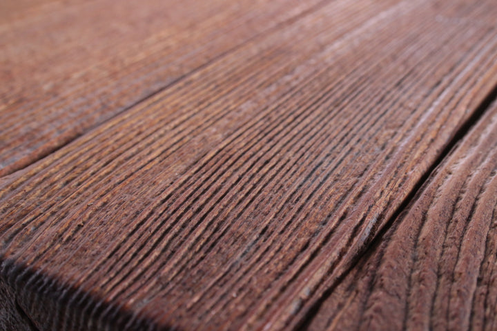 Brutalistische Salontafel van Jens Lyngsoe voor Havdrup Treavarefabrik detail hout