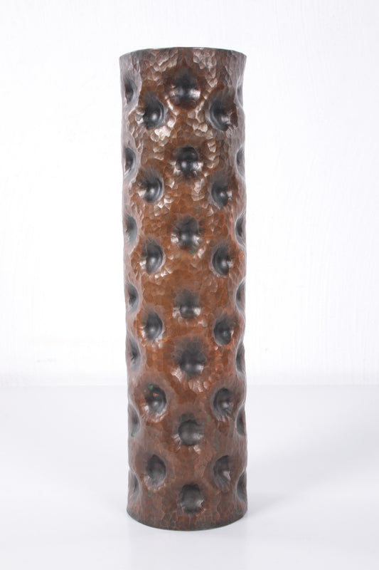 Brutalist sturdy copper Danish vase 1960s