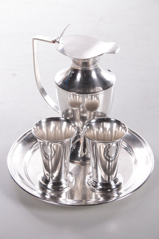 Silver plated set Gero Tray with Water jug and 2 mugs.