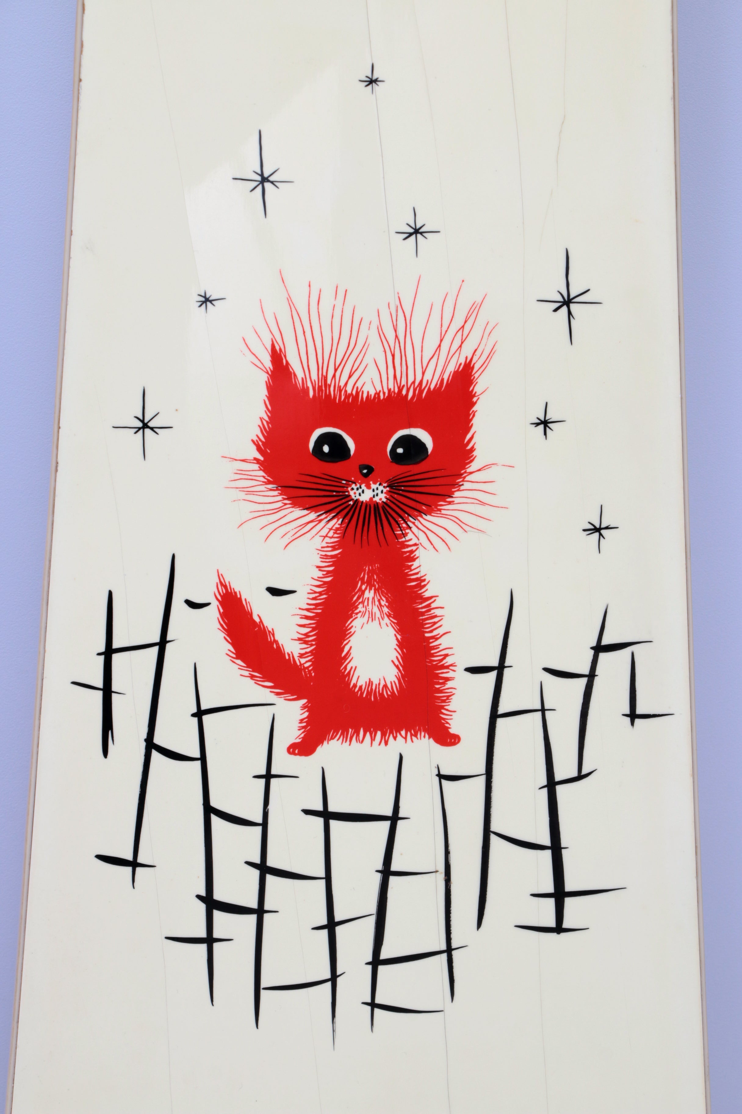 Italiaanse Wandkapstok met poesjes rood,creme en hoedenrek,1960