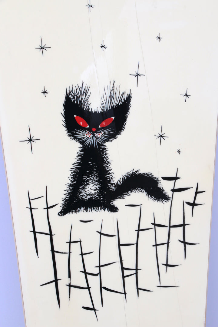 Italiaanse Wandkapstok met poesjes rood,creme en hoedenrek,1960