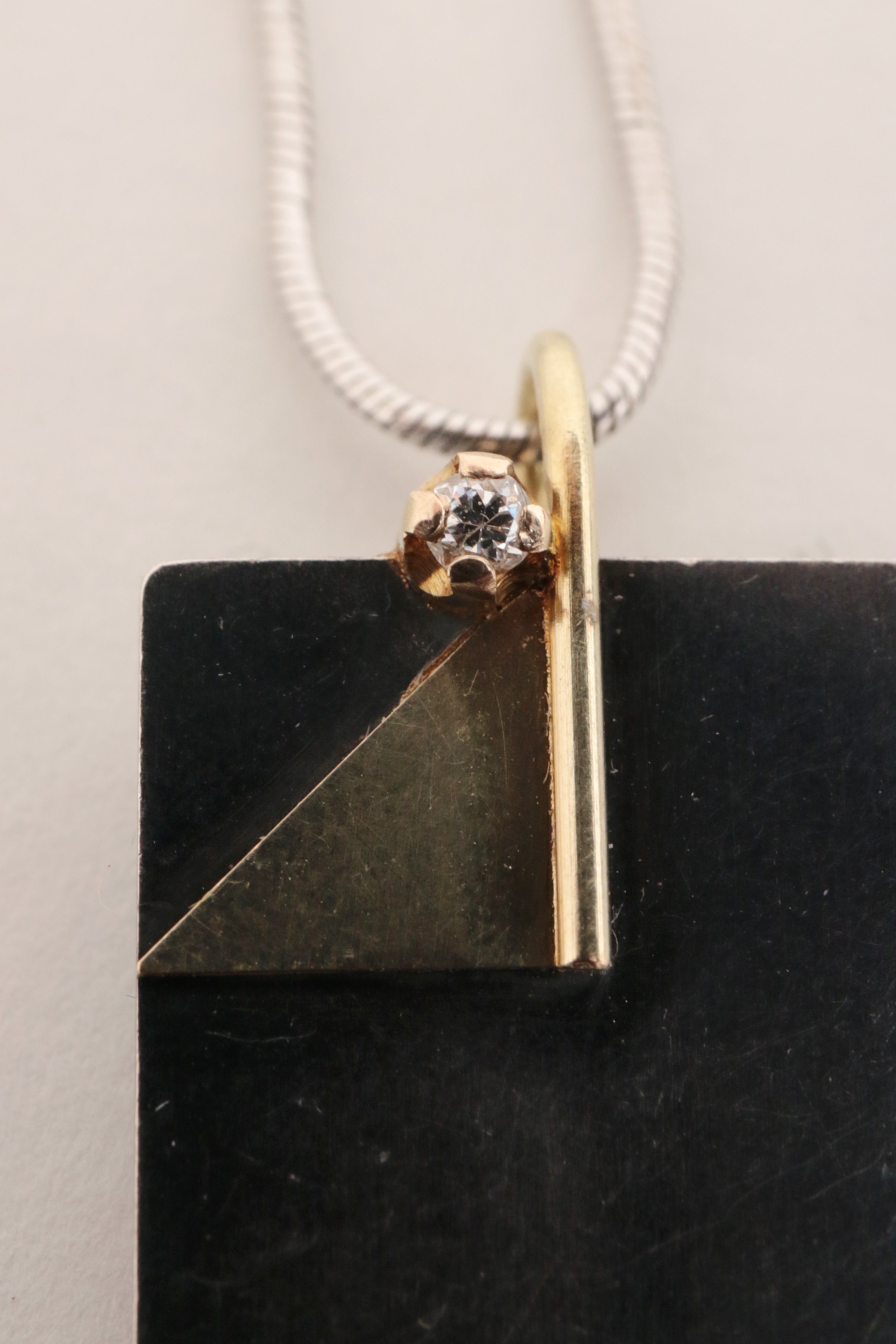 Vintage Hans Hanssen ketting Zilver, 14k goud met diamant