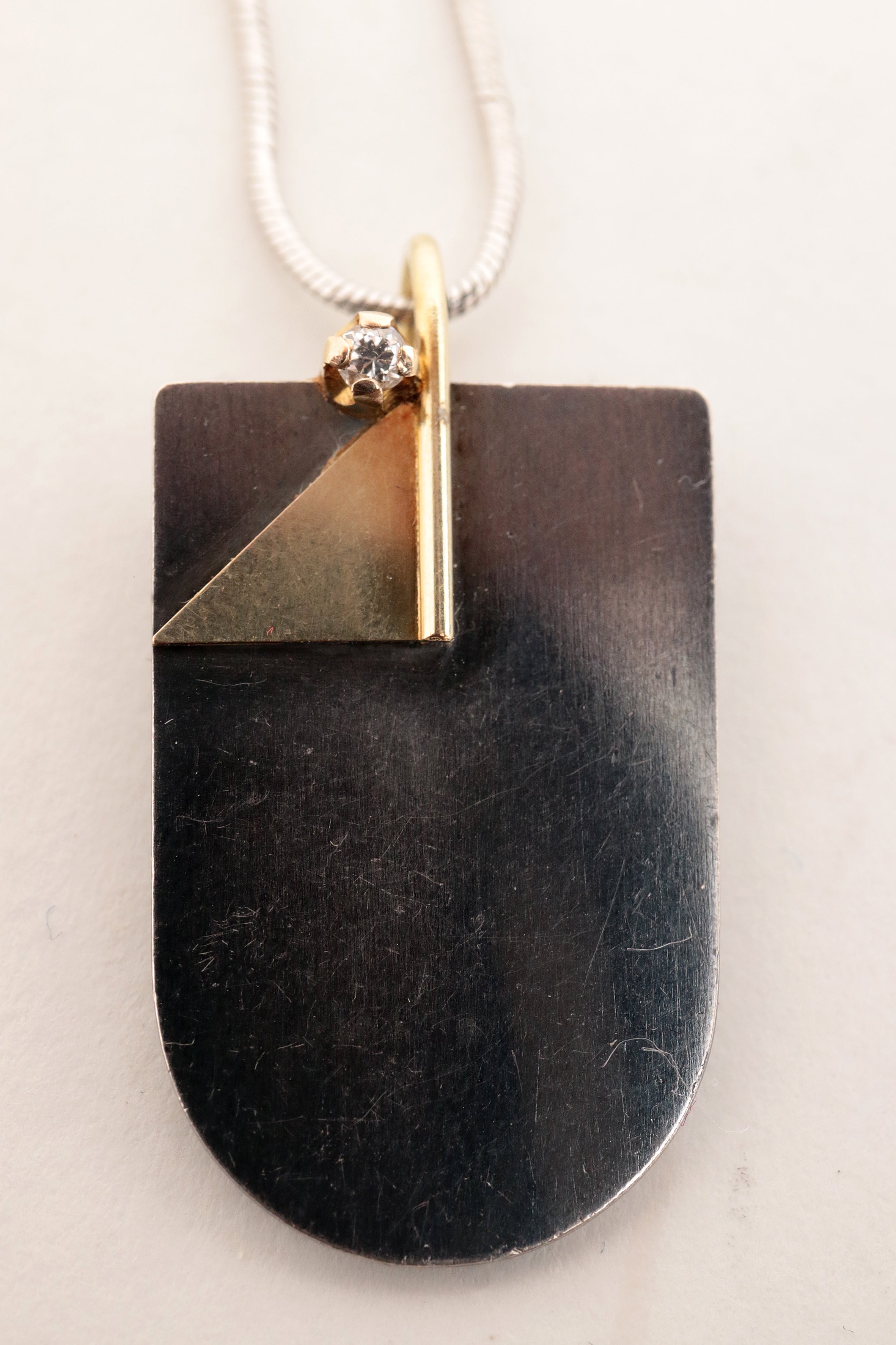 Vintage Hans Hanssen ketting Zilver, 14k goud met diamant