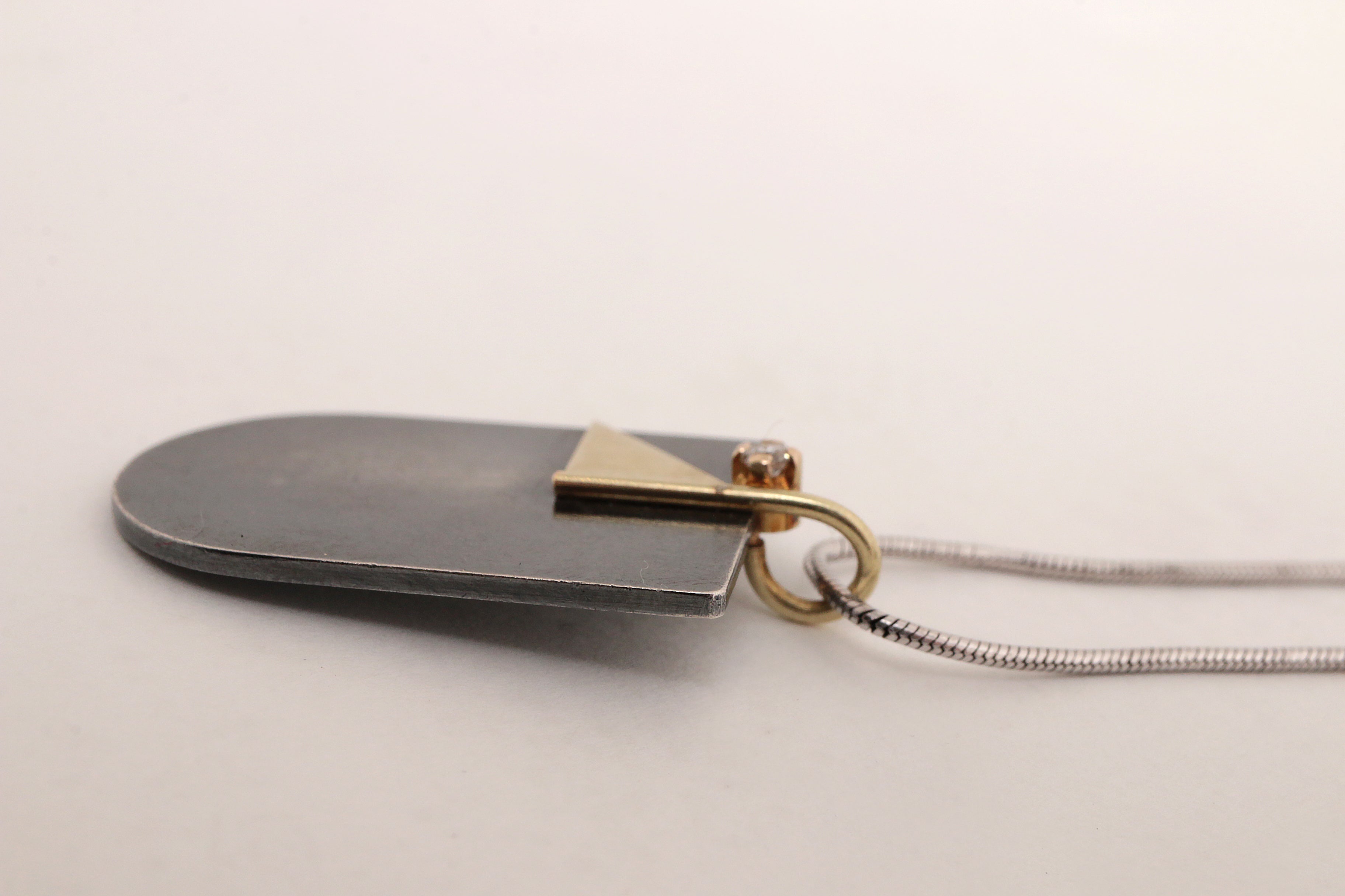 Vintage Hans Hanssen ketting Zilver, 14k goud met diamant