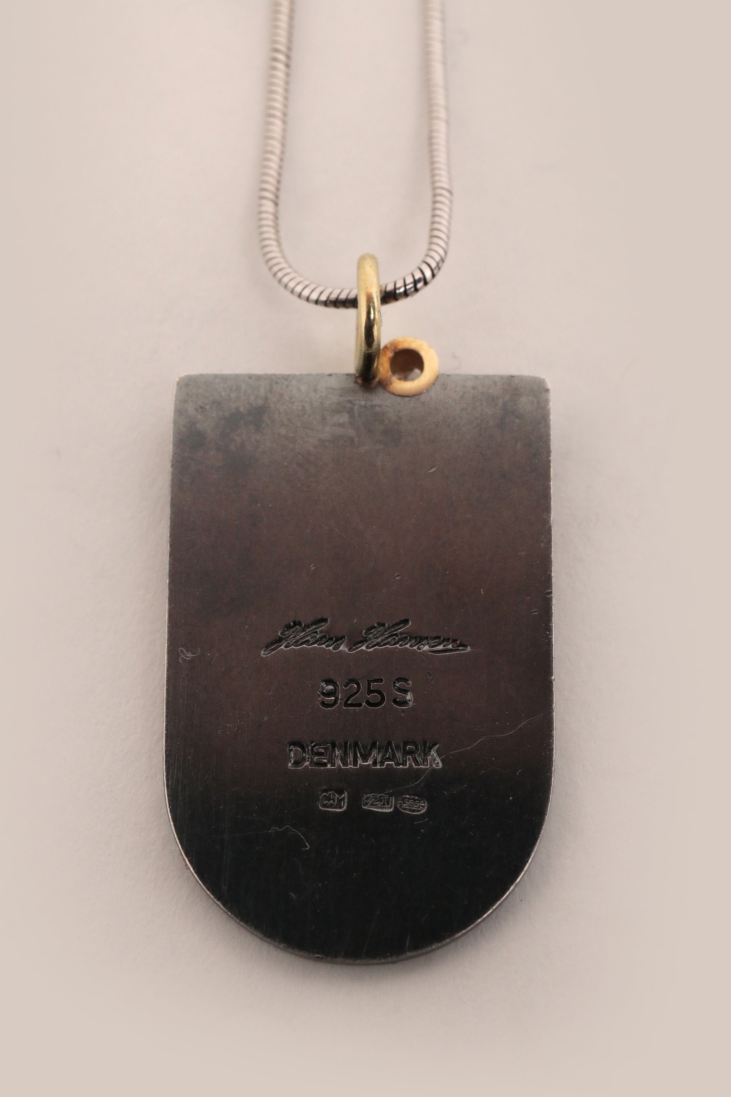 Vintage Hans Hanssen ketting Zilver, 14k goud met diamant