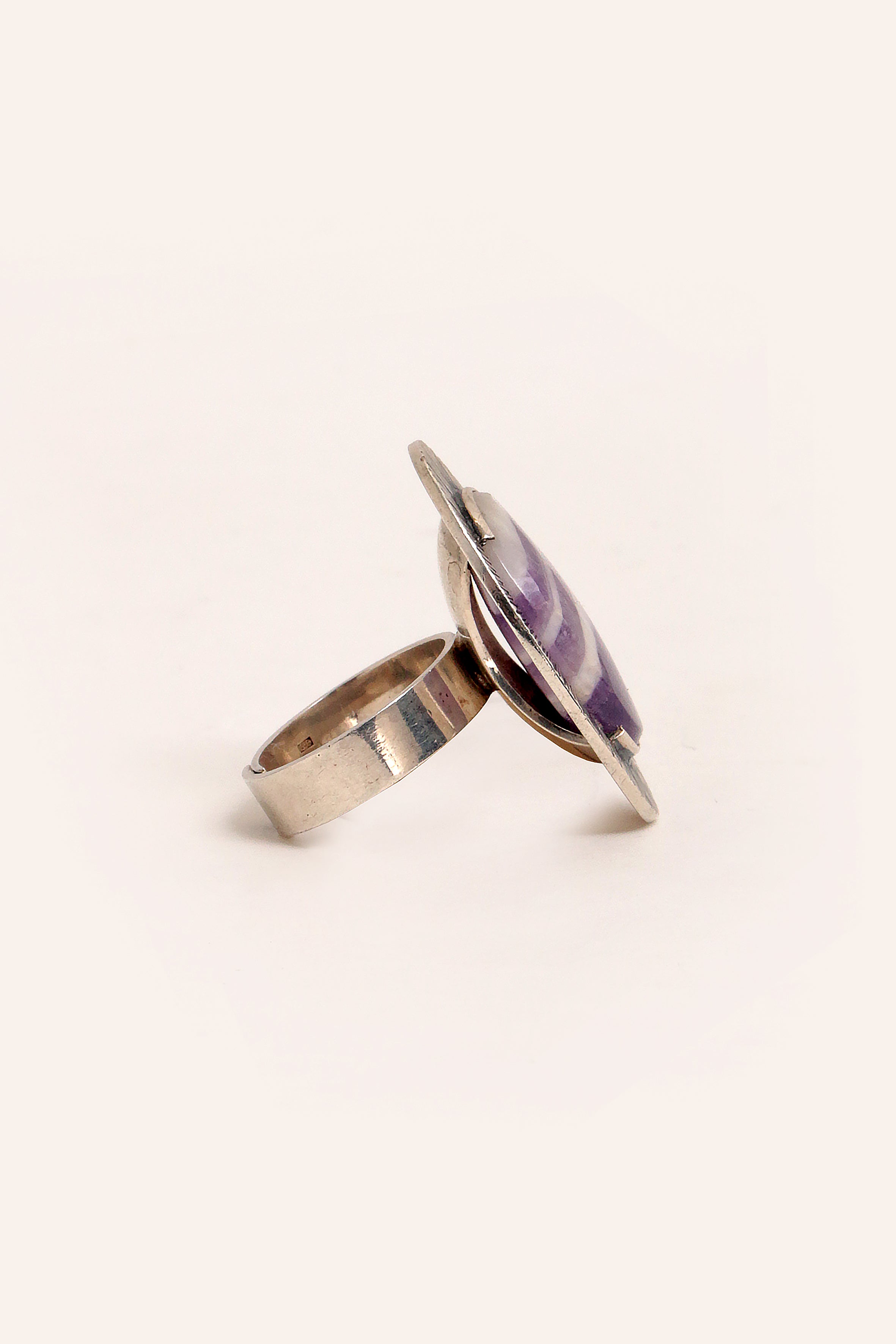 Zilveren ring Design van Elis Kauppi Kupittaan Kulta met Amethist,1970