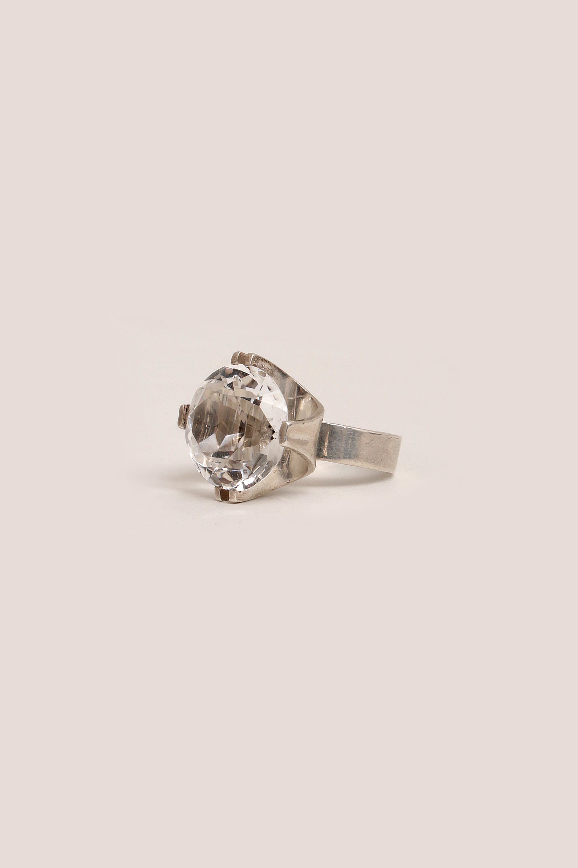 Silver Ring with Rock Crystal – Design by Elis Kauppi, Finland, 1975