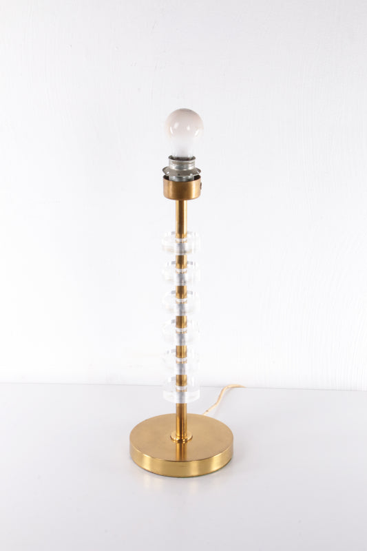 Regency Messing Plexiglas Tafellamp Lucite Brass 1970S Lamp.