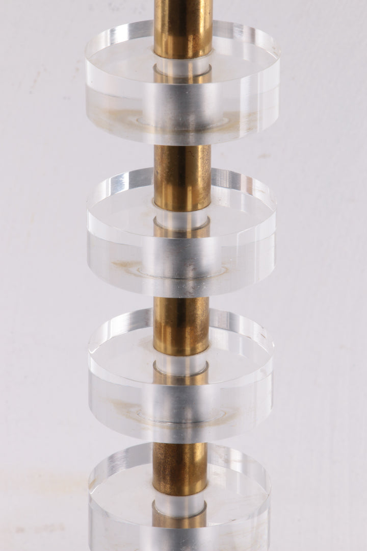 Regency Messing Plexiglas Tafellamp Lucite Brass 1970S Lamp.